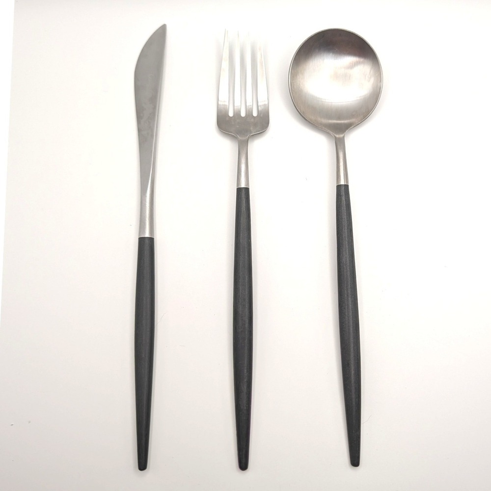 Cutipol GOA Black Silver Flatware Set 3pcβ Modern Portuguese Stainless Cutlery